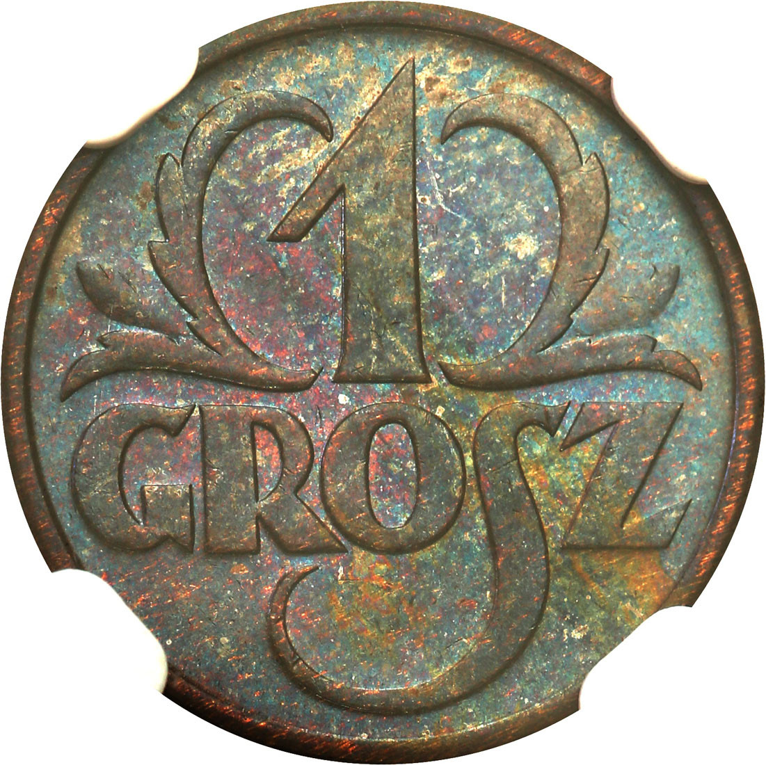 II RP 1 grosz 1935 NGC MS65 BN